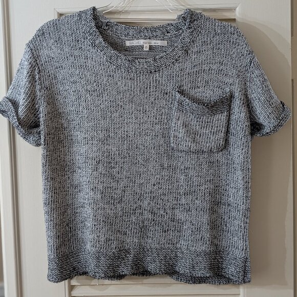 RACHEL Rachel Roy short sleeve cropped cotton blend knit sweater grey size XS - Picture 1 of 9